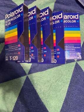 Lot of 5 Polaroid Supercolor Plus T-120 Blank VHS Videocassette Tapes